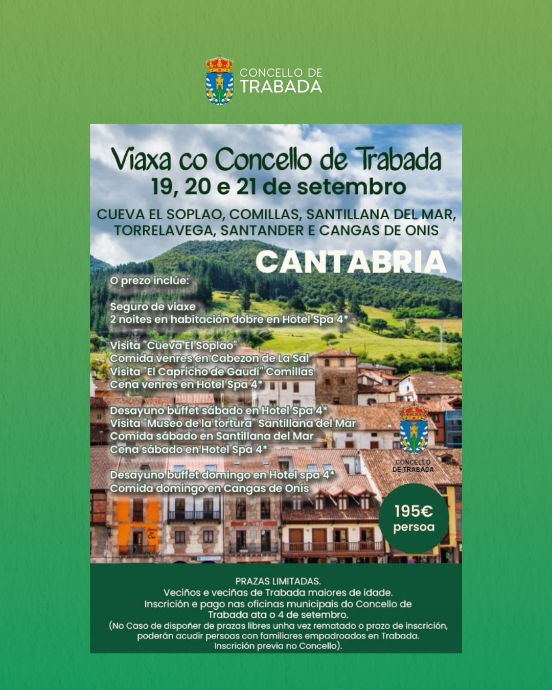 O Concello de Trabada organiza unha nova edición do programa “Viaxa co Concello” cunha excursión a Cantabria