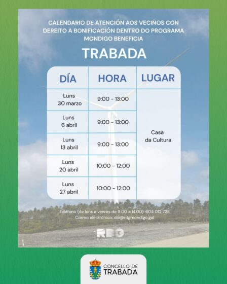 O Concello de Trabada e Recursos de Galicia colaboran para facilitar os trámites dos descontos da luz do parque éoligo Mondigo