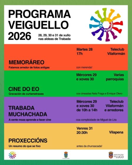 Trabada acolle do 28 ao 31 de xullo unha nova edición do Programa Veiguello con actividades culturais en diferentes parroquias