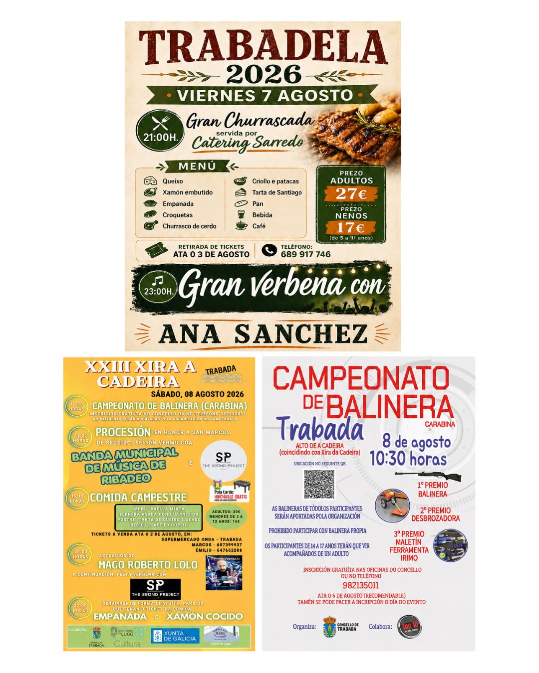 Carteles fin de semana agosto Trabada